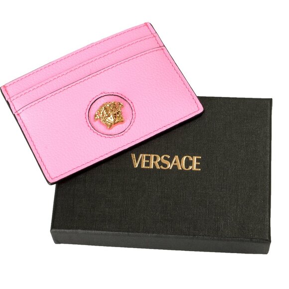 Versace Pink Paradise 100% Leather Gold Medusa Card Case Holder - Picture 1 of 3